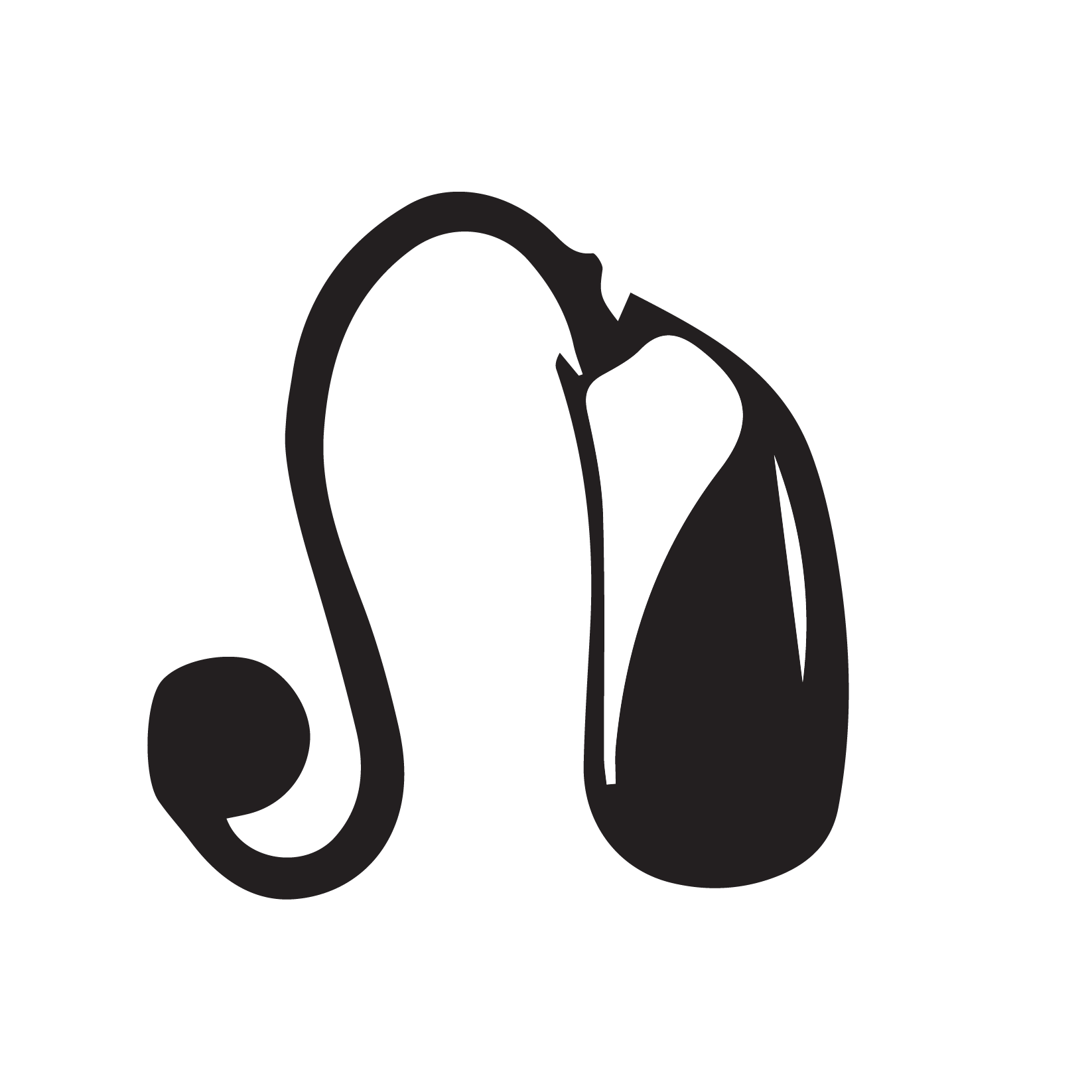 hearing aid black and white outline