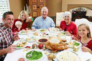 Family Eating Thanksgiving Meal