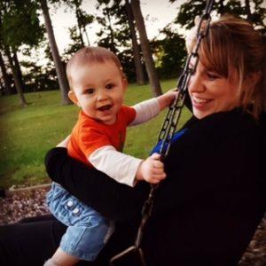 My laughing Grandson swinging with his Mom. His mother’s hearing is good!